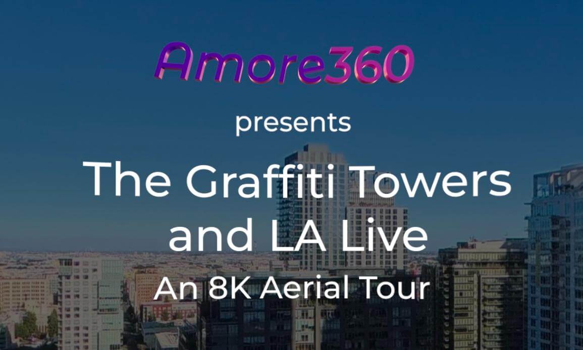 Drone Around Graffiti Towers and LA Live