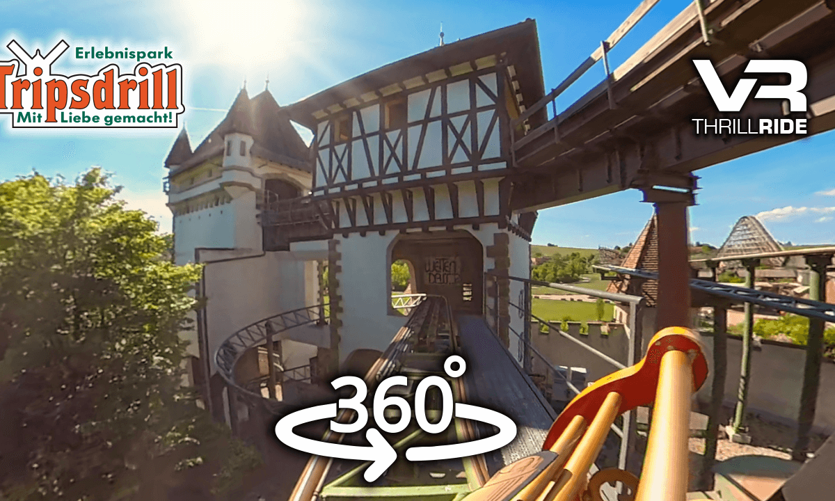 Epic VR Roller Coaster G'sengte Sau Erlebnispark Tripsdrill 360 on-ride POV