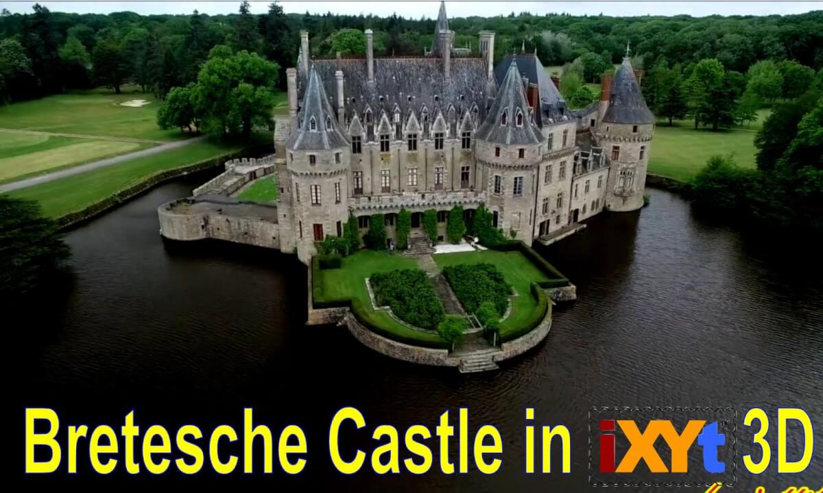 Bretesche Castle, Ille-et-Vilaine, France in 3D SBS LR relax video for VR