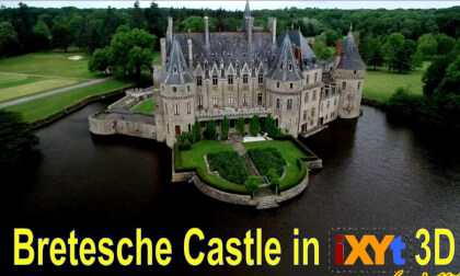Bretesche Castle, Ille-et-Vilaine, France in 3D SBS LR relax video for VR