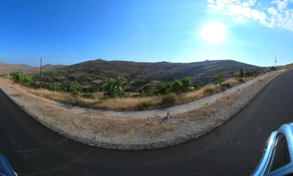 Driving on the Mountain Tops in Lesvos Island, Greece