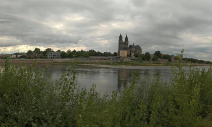 Looking at the Cathedral at Magdeburg (Germany) on a rainy Day