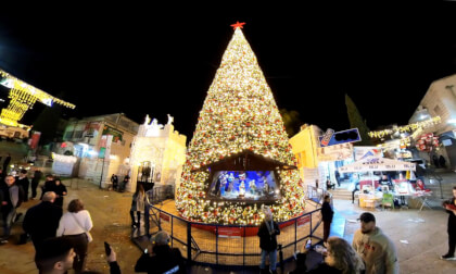 Christmas tree in Nazareth and the Greek Orthodox Church of the Annunciation Nazareth Israel 360VR