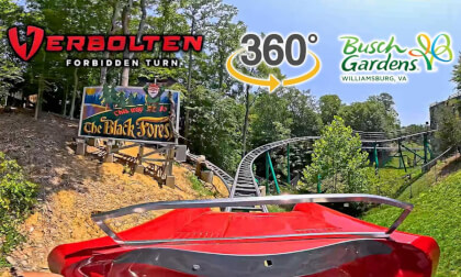 VR 360 Verbolten Forbidden Turn Roller Coaster On Ride Fornt Seat POV Busch Gardens Williamsburg 2026 07 02