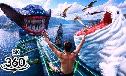 360 Extreme Water Slide Adventure Through Giant Sea Monsters - VR Experience 4K