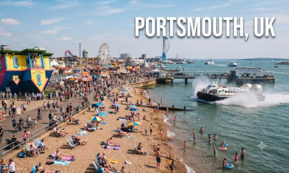 A Perfect Seaside Day in Portsmouth 🏖️ Southsea Beach & Hovercraft! UK (360 Walk)