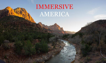 Zion National Park and Las Vegas at Night: Bellagio Fountain Show (8K 3D VR180 Slides)