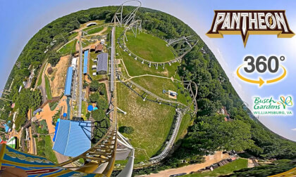 VR 360 Pantheon Roller Coaster On Ride Front Seat POV Busch Gardens Williamsburg 2026 07 02