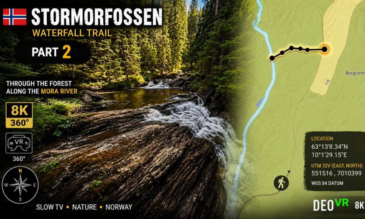 StorMorFossen Waterfall Trail 🇳🇴 | Part 2 | Along the Mora River | 8K 360° VR Norway