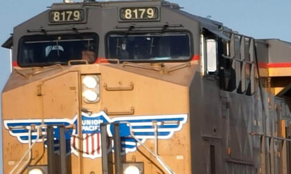 UP 8179 Eastbound Intermodal Beneath the Post Water Tower | VR180 4K