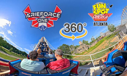 VR 360 ArieForce One Roller Coaster On Ride Back Car POV Fun Spot America 2026 07 21
