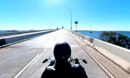 Baltimore - Francis Scott Key bridge on motorcycle  SB VR 360