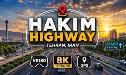 Driving on Hakim Highway, Tehran | VR180 8K GPS | Ultra HD Road Trip