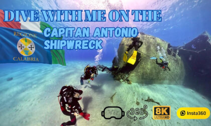 Dive with me on the Capitan Antonio shipwreck, Calabria, August 2026 - 8K 360° video