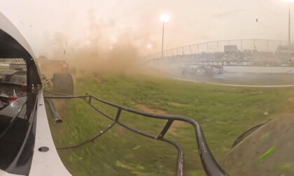 Stafford Speedway Travis Downey 7-15-2026 crash on Lap 1