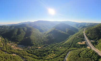 360 video 6K | Above Vitinya Pass Bebresh Viaduct BULGARIA