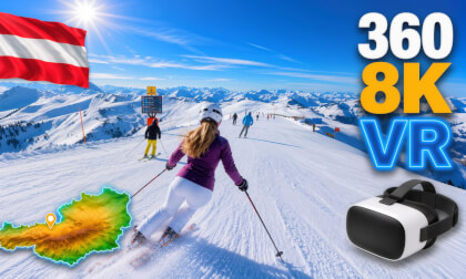 ⛷️ KitzSki Kitzbühel – Longest Northern Descent with Kids 🇦🇹 | Pistes 16 & 26 | 8 km 1136 m of descent | 360° 8K VR