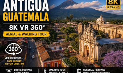Antigua Guatemala in 8K VR 360° | Drone Flight & Walking Experience