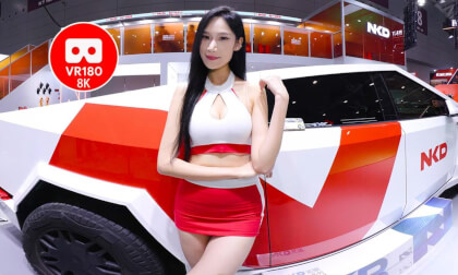 Long Hair Model In Red & White Outfit
