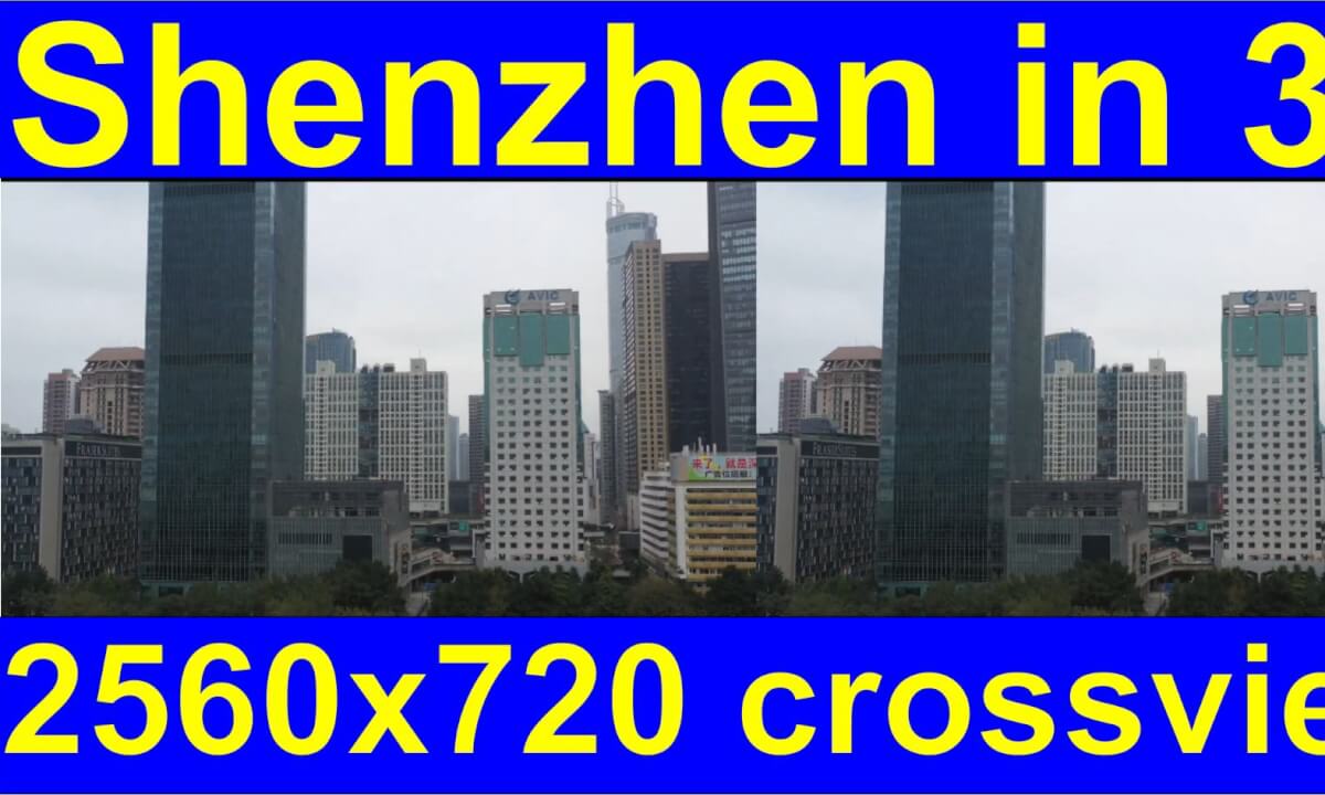 Shenzhen, Guangdong, China in 3D cross-view "by angel's eyes - iXYt" as VR or TR