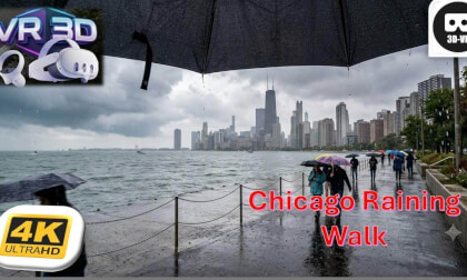 3D Rainy Day in Downtown Chicago Light Thunderstorm and City Sounds