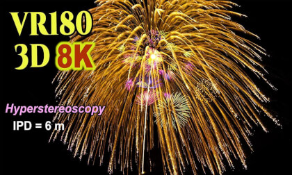 Hyperstereoscopy ( IPD=6m ) 3D VR180 ,Sanshaku ( about 1m) ball fireworks at Nagaoka Fireworks 2026 in Niigata , JAPAN