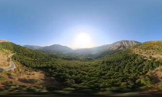 Flying over the mountains and Blue Eye lagoon - 360 video