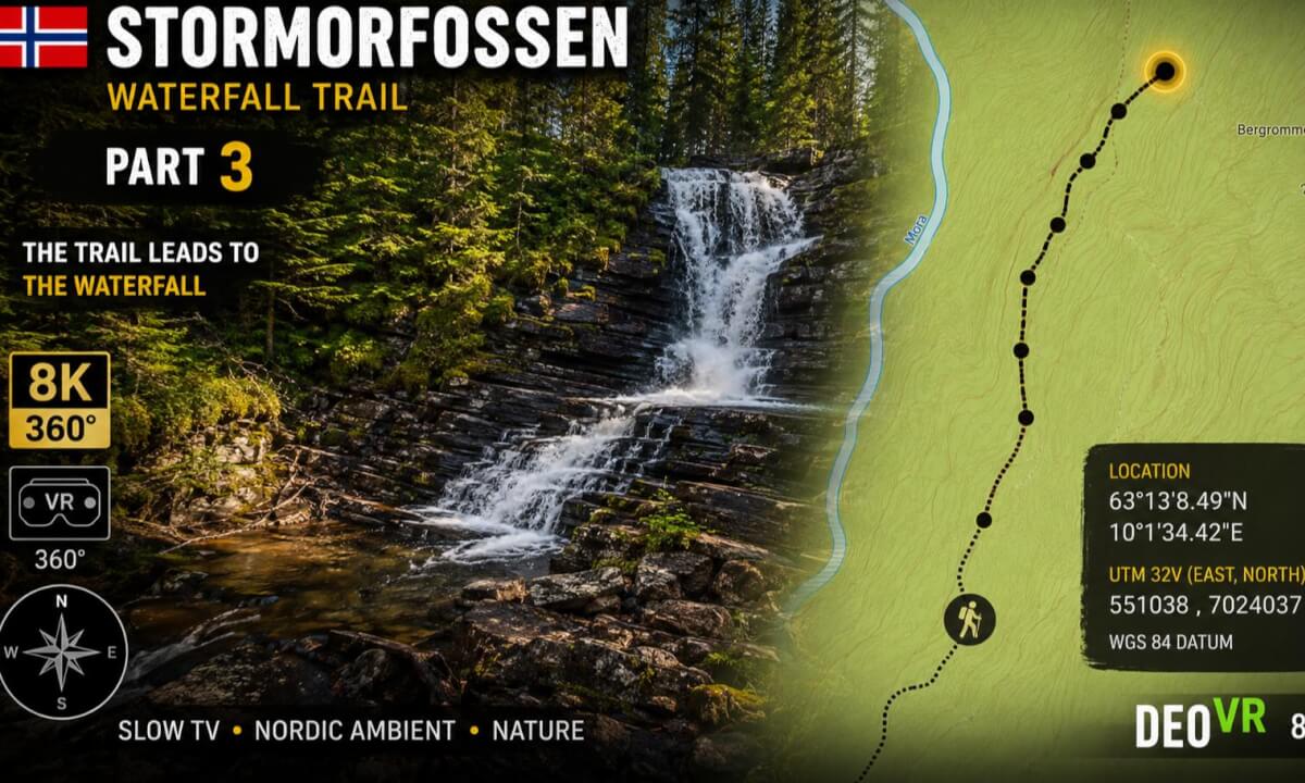 StorMorFossen Waterfall Trail — Part 3 | Reaching the Waterfall | 8K 360° VR Norway
