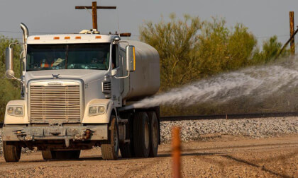 Water Truck at Work Along the Sunset Route | VR180 3D