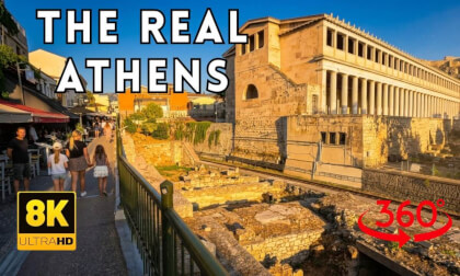 Athens 8K Walking Tour: Adrianou Street & Ancient Ruins (Ambient Sounds)