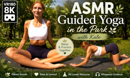 ASMR Guided Yoga in the Park with Kate | Relax & Practice Together | VR180 8K