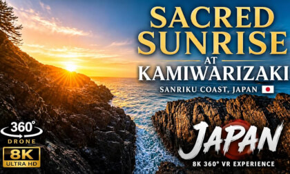 8K 360° Drone | Sacred Sunrise at Kamiwarizaki, Japan 🇯🇵 | Sanriku Coast VR