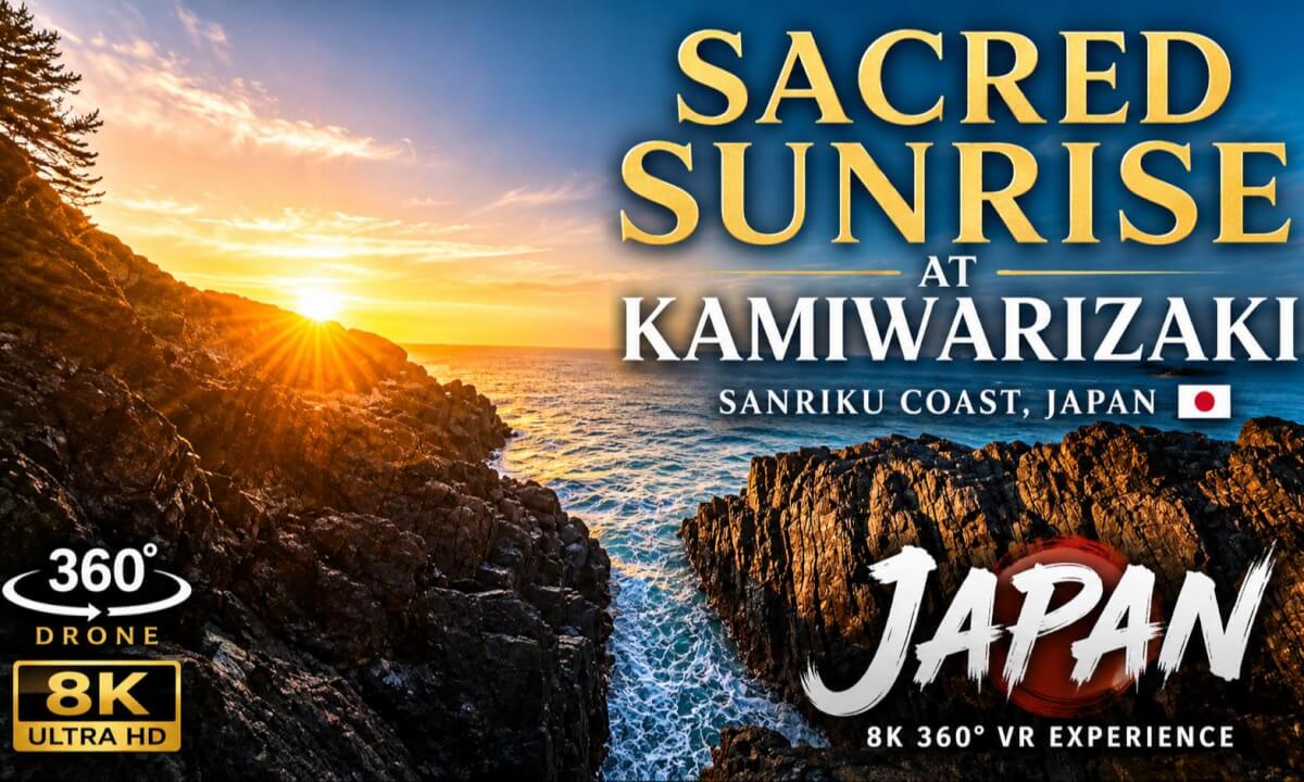 8K 360° Drone | Sacred Sunrise at Kamiwarizaki, Japan 🇯🇵 | Sanriku Coast VR