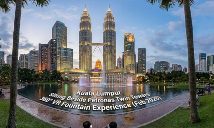 Kuala Lumpur Sitting Beside Petronas Twin Towers 360° VR Fountain Experience (Feb 2026)