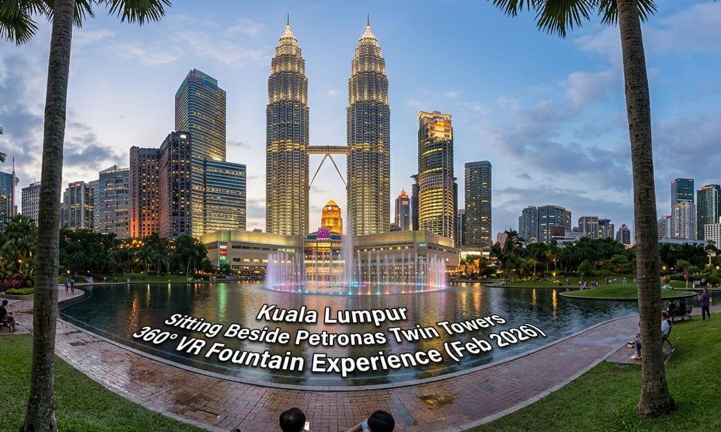 Kuala Lumpur Sitting Beside Petronas Twin Towers 360° VR Fountain Experience (Feb 2026)