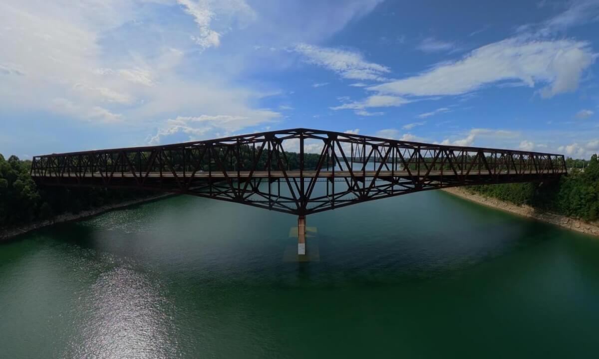 360° Aerial Through The Highway 90 Bridge Structure