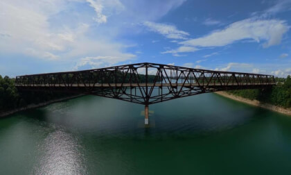 360° Aerial Through The Highway 90 Bridge Structure