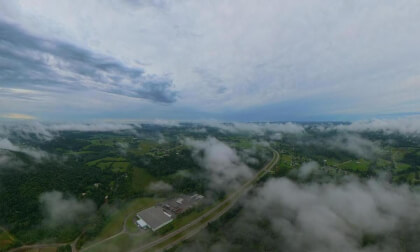 Interactive 360° Aerial in the Low Clouds & Fog