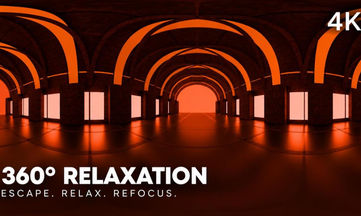 4K 360° Relaxation | Immersive Orange Light Tunnel 🌅 Escape, Relax & Refocus #immersiveexperience