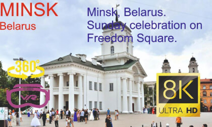Minsk, Belarus. Sunday celebration on Freedom Square.