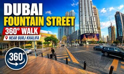 Dubai Fountain Street in 360° | Walking Near Burj Khalifa 🇦🇪