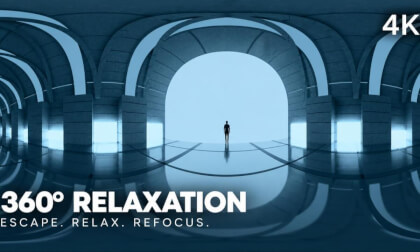 4K 360° Relaxation  Journey Through a Futuristic Blue Light Cathedral 🌀