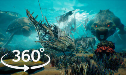 [VR 360°] UNDERWATER SURVIVAL: Shipwreck Mystery & Giant Crocodile Encounter (4K VR)