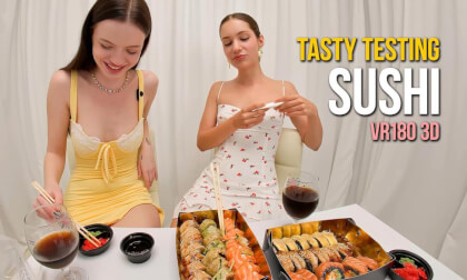 Sushi Tasty Testing by Models in VR180 3D (speaks Ukrainian)