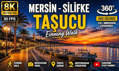 Mersin - Silifke - Taşucu, Turkey Night Walking Tour 8K 30 fps 360° VR
