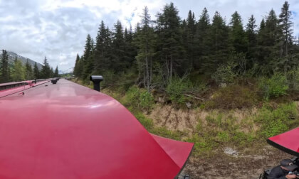 Two trains passing on the WHITE PASS line in SKAGWAY, Alaska 20260610