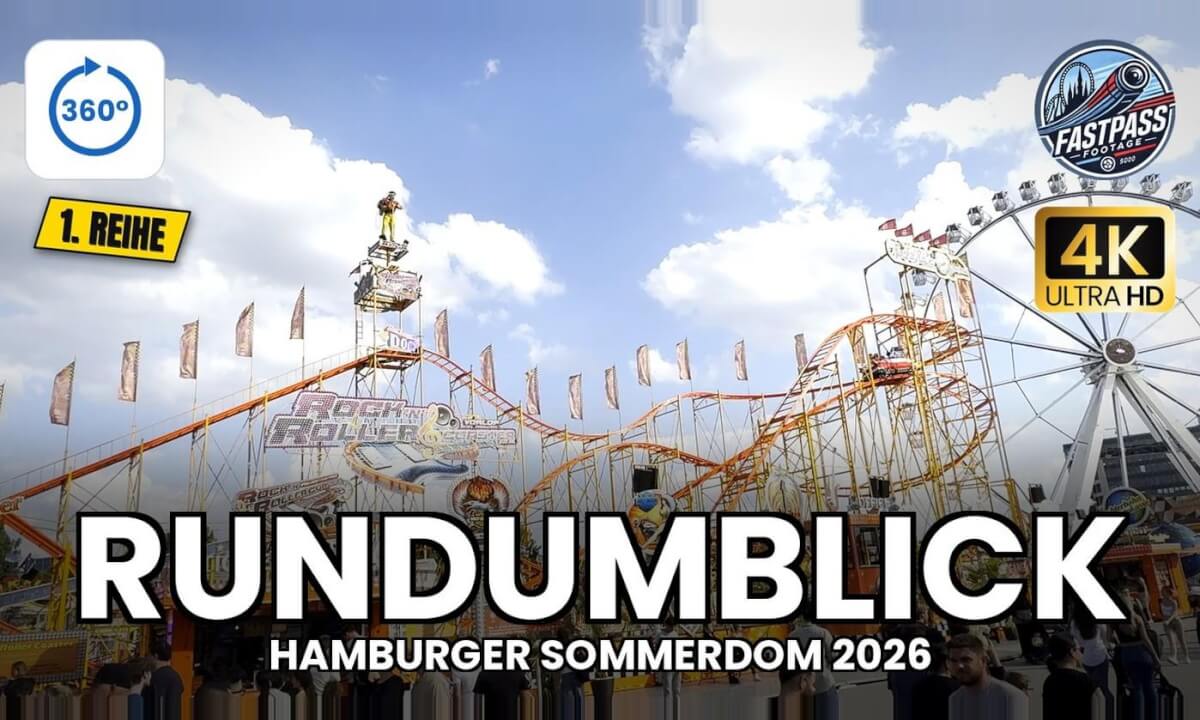 Rock 'n' Roller Coaster in 360° VR 🎢 Onride in a '50s Chevy – Look Around | Hamburg Funfair 5.7K