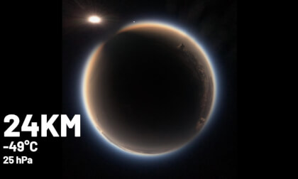 Solar eclipse from the stratosphere in 360