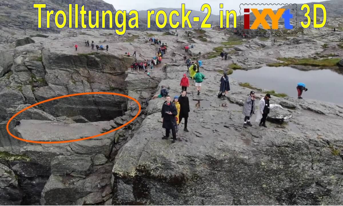 Trolltunga rock (from another angle), Vestland, Norway in 3D SBS LR relax video for VR