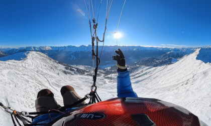 360° 8K Paragliding #395: Spectacular winter soaring in early morning hours above Schönjoch